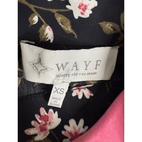 NWOT Wayf Mini Dress XS Black Pink Floral Lined Spring Feminine Ruffles - Picture 6 of 8